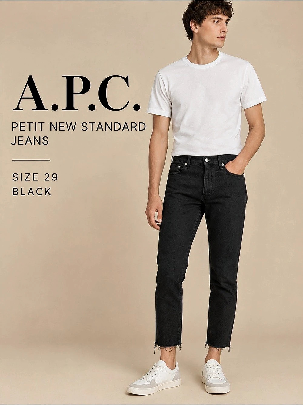 A.P.C. Petit New Standard Black Jeans Size 29 Cropped Raw Hem